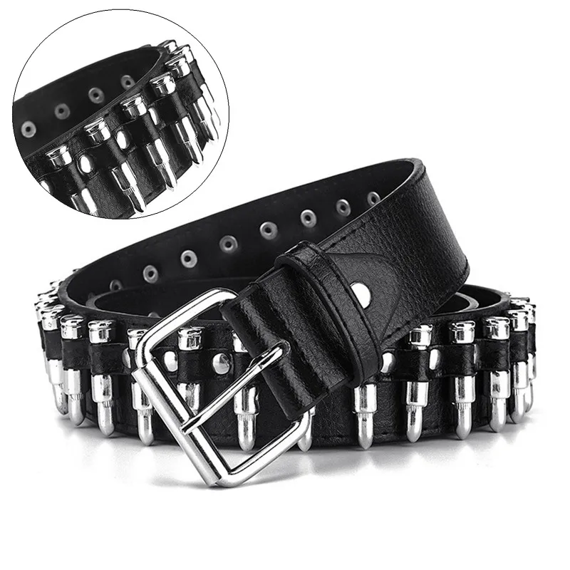 Punk Hollow Bullet Cintura Decorativa Moda Donna In Pelle Con Borchie Regalo Uomo Goth Rock Wild Regolabile Donna Cintura Nera Waisrband