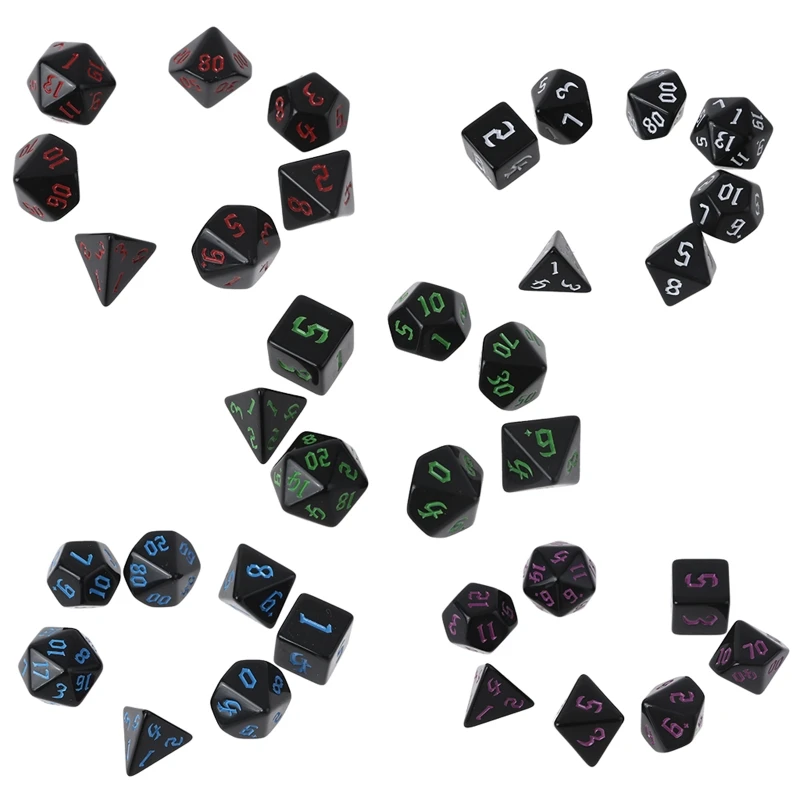 7 Pezzi Dadi Modello Intagliato Set Numero Dnd Rpg Mtg Quadranti Dadi Poliedrici