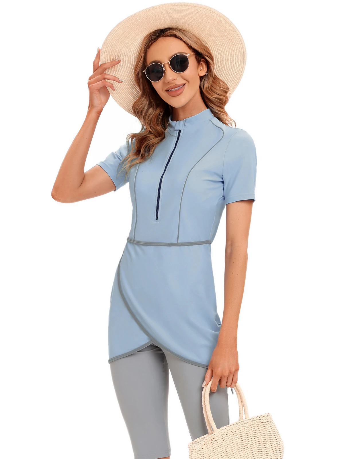 3 Pièces Ensemble Femmes Maillots De Bain Musulmans Couverture Complète