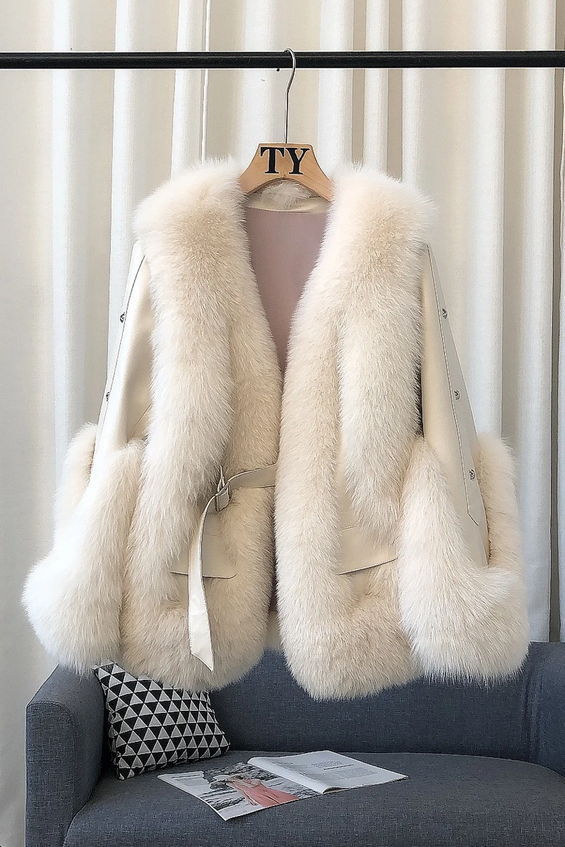 

ZDFURS*High-End Imported Whole Leather Fox Fur Fur Coat Women's Short Haining Winter New Sheepskin down Jacket Coat