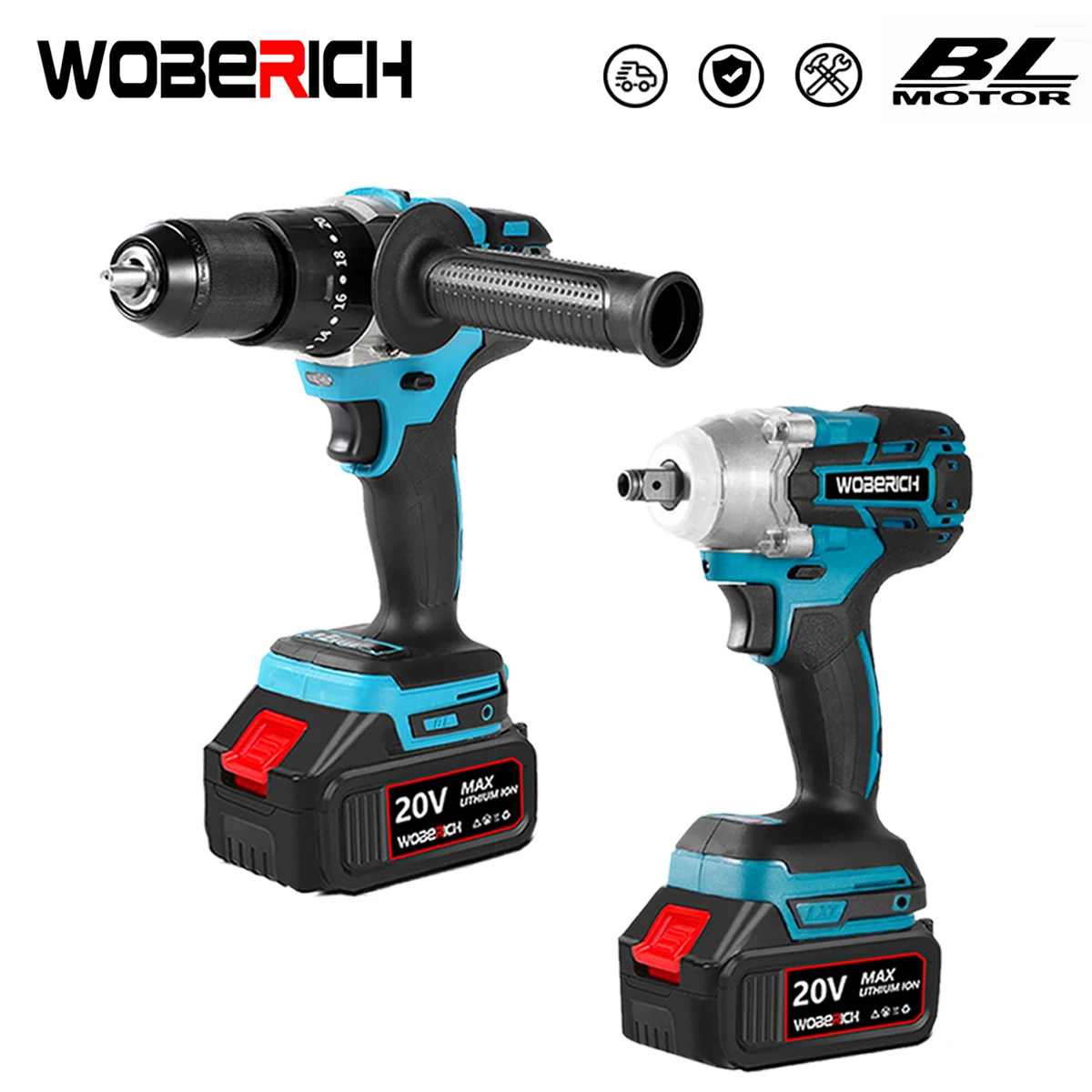 

Brushless 1/2 inch Electric Impact Wrench 13mm Electric Impact Drill Combo Kit Power Tool Sets For Makita/WOBERICH 18V battery