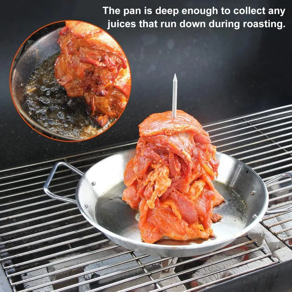 Gyro Pan Stainless Steel Vertical Skewer Stand for Grill Brazilian Spit Holder for Tacos Al Pastor Shawarma Kebabs Oven Bbq