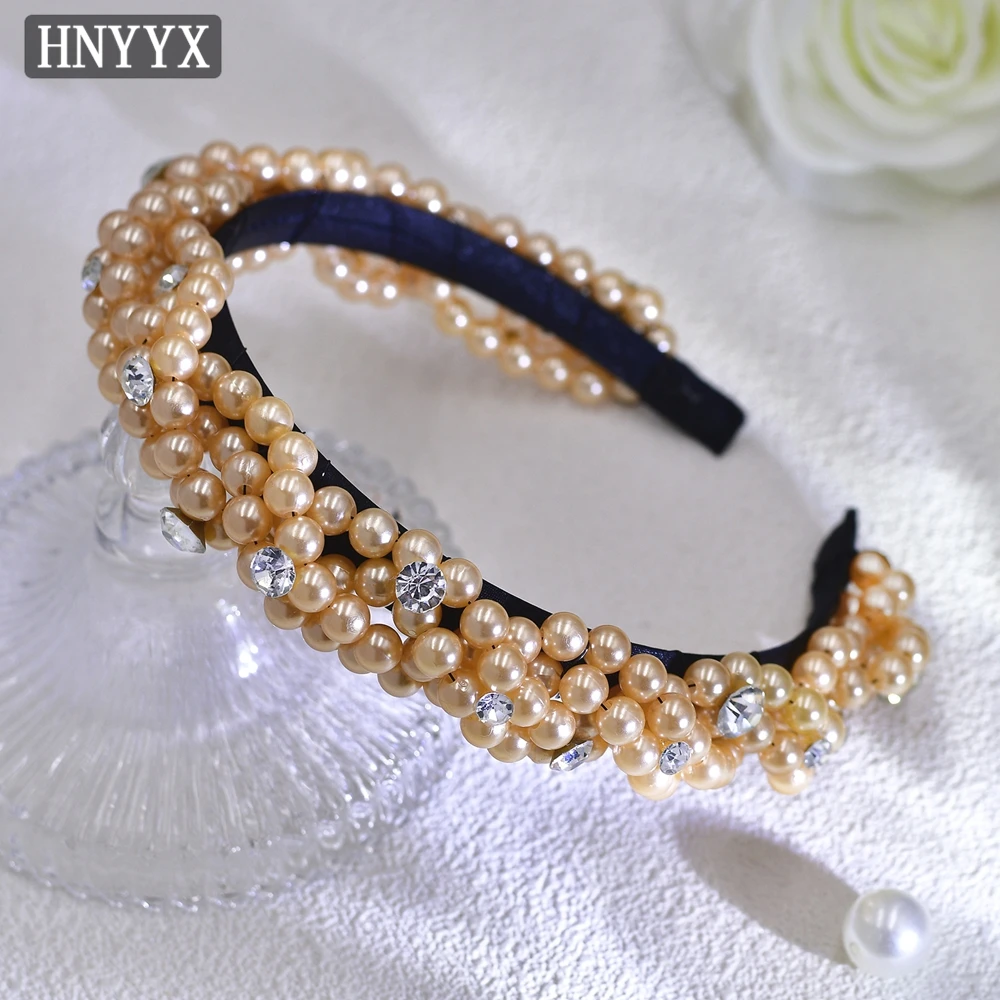 

HNYYX Simple Hair Accessories for Girl Sparkling Bead Headband for Women's Handmade Headwear A205