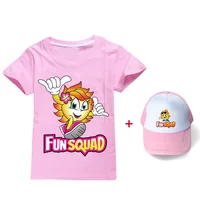 New Summer Kids Short Sleeve T-shirt game Fun squad Children's Clothing Boys Girls Clothes Cartoon Casual Cotton T-shirt +hat 1