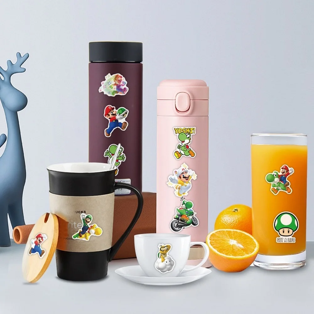 슈퍼 마리오 브라더스 방수 스티커, 루이지 요시 자동차 자전거 기타 노트북 스케이트보드, 게임 스티커, 어린이 선물 장난감, 50 개, 100 개