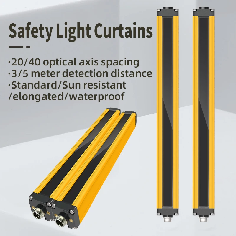 ความปลอดภัยม่านแสงเซนเซอร์ 8 10 12 14 Beam อินฟราเรดตะแกรงอุปกรณ์ป้องกัน 20 มม.40 มม.ความละเอียดพื้นที่ป้องกัน NPN 1