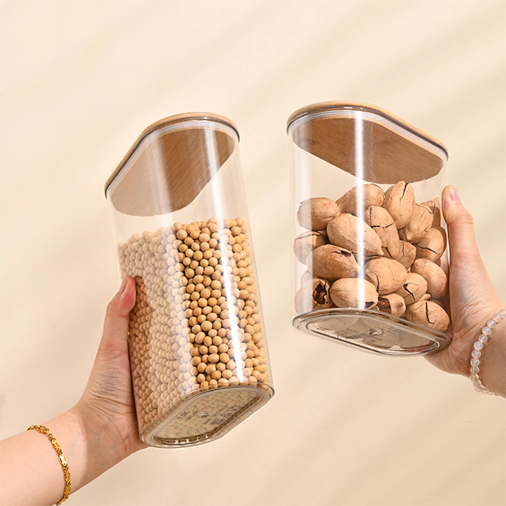 Hermetic Containers Food Storage Pots Glass Jar Bamboo Lid Sealed Container Sugar Tea Cans Airtight Kitchen Coffee Jars