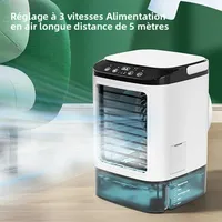 Climatiseur domestique portable, ventilateur de bureau avec double atomisation ultrasonique, 3 vitesses, silencieux, avec veilleuse, climatisation de bureau 4