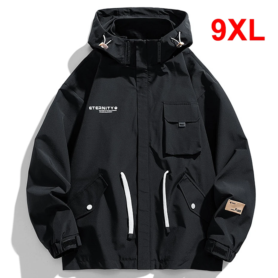 

Black Camping Jacket Men Windbreak Coat Plus Size 9XL Fashion Casual Cargo Jacket Male Outerwear Big Size 9XL