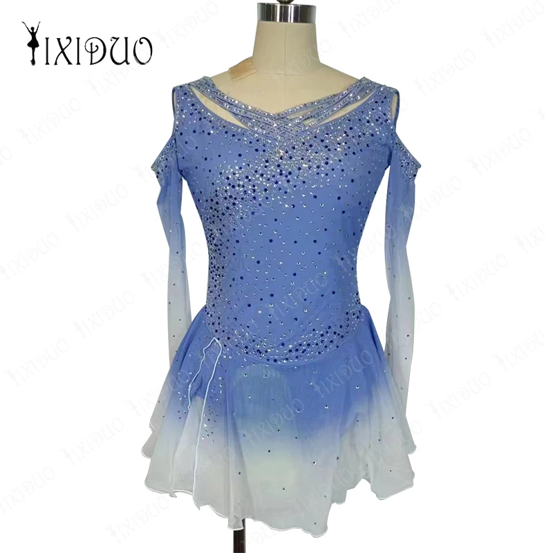 

Women Kids Girls Sleeveless Figure Skating Dress Shiny Rhinestone Ballet Gymnastics Dance Leotard Stage Performance Costume