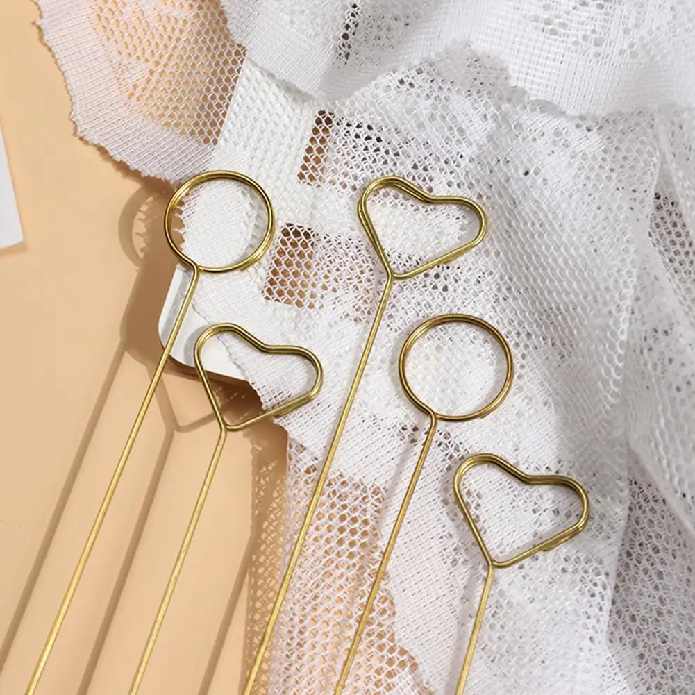 Greeting Card Holder Card Clip Stick Elegant Metal Greeting Place Holder Set for Wedding Party Heart Round Shape for Floral