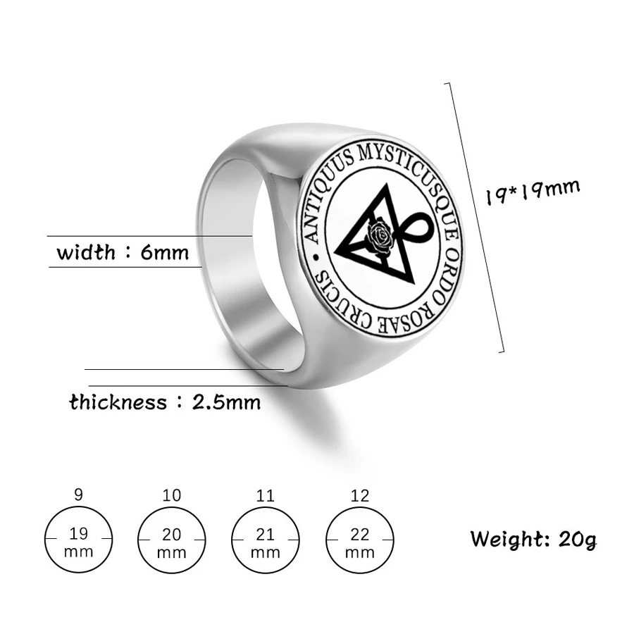 hot selling Ordem Rosacruz AMORC Ring Ordo Rosae Crucis Antiquus Mysticusque Amulet Talisman Laser Cut Stainless Steel Rings 6