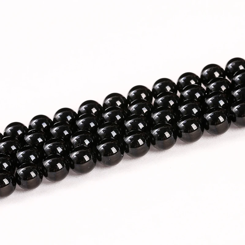 Natural Stone Bead Black Tourmaline Round Loose Spacer Gemstone 4 6 8 10 12mm For Jewelry Making Diy Bracelet Necklace Accessory 2