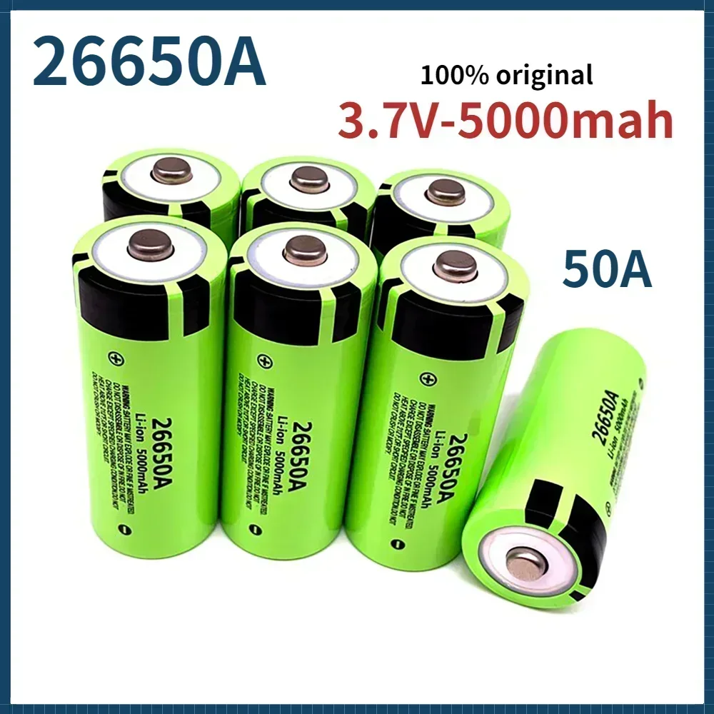 

Free Shipping 2024 100% Best-selling New 26650 3.7V 5000mAh 50A Power Lithium-ion Battery 26650A, Suitable for LED Flashlights