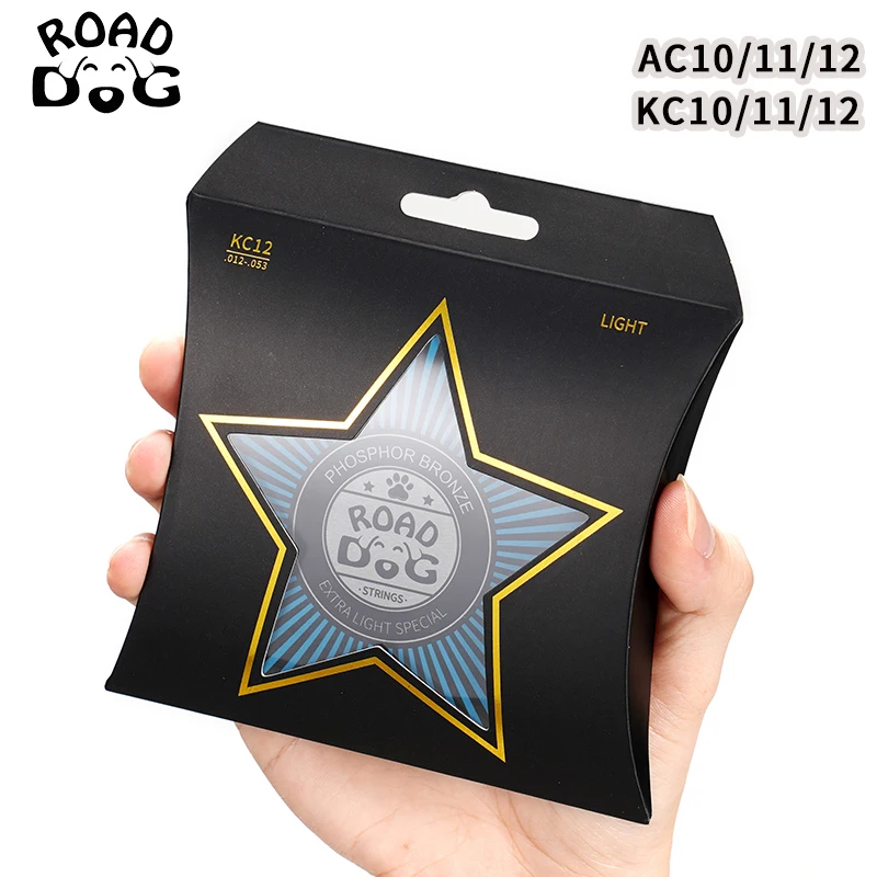 

ROAD DOG Coated Acoustic Guitar phosphor Copper strings. AC/KC-010/011/012 Models.1 to 6 strings. Light touch, soft sound.