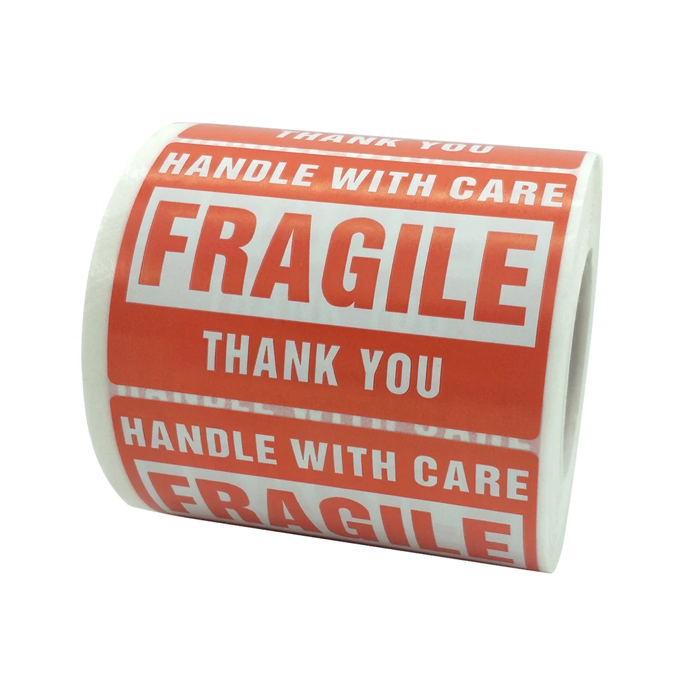 

2rolls Practical Thank You Shipping Label Goods Decoration Fragile Sticker DIY Easy Apply Handle With Care Express Notice