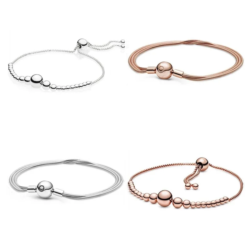 

Hot Sale Jewelry For Women 925 Sterling Silver Beadeds Abalorios Pulseras DIY Charms Fit Original Argent Beads Bracelets