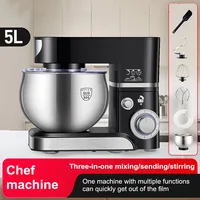 Настольный миксер на 5 л — многофункциональная кухонная машина 3-в-1 с крючком для теста, венчиком и венчиком, мощным двигателем 1000 Вт для выпечки/приготовления пищи