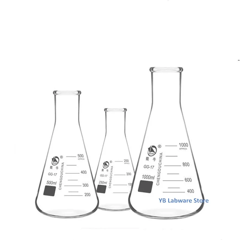 Borosilicate Glass Straight Wide Neck Conical Triangular Flask 50ml To 1000ml 1PC for Lab Chemical Equipment