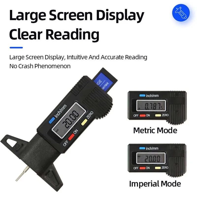 Digital Display Car Tyre Tire Tread Depth Gauge Meter Measurer Tool Caliper Thicknes Gauge Brake Pad Shoe Wear Monitoring System 4