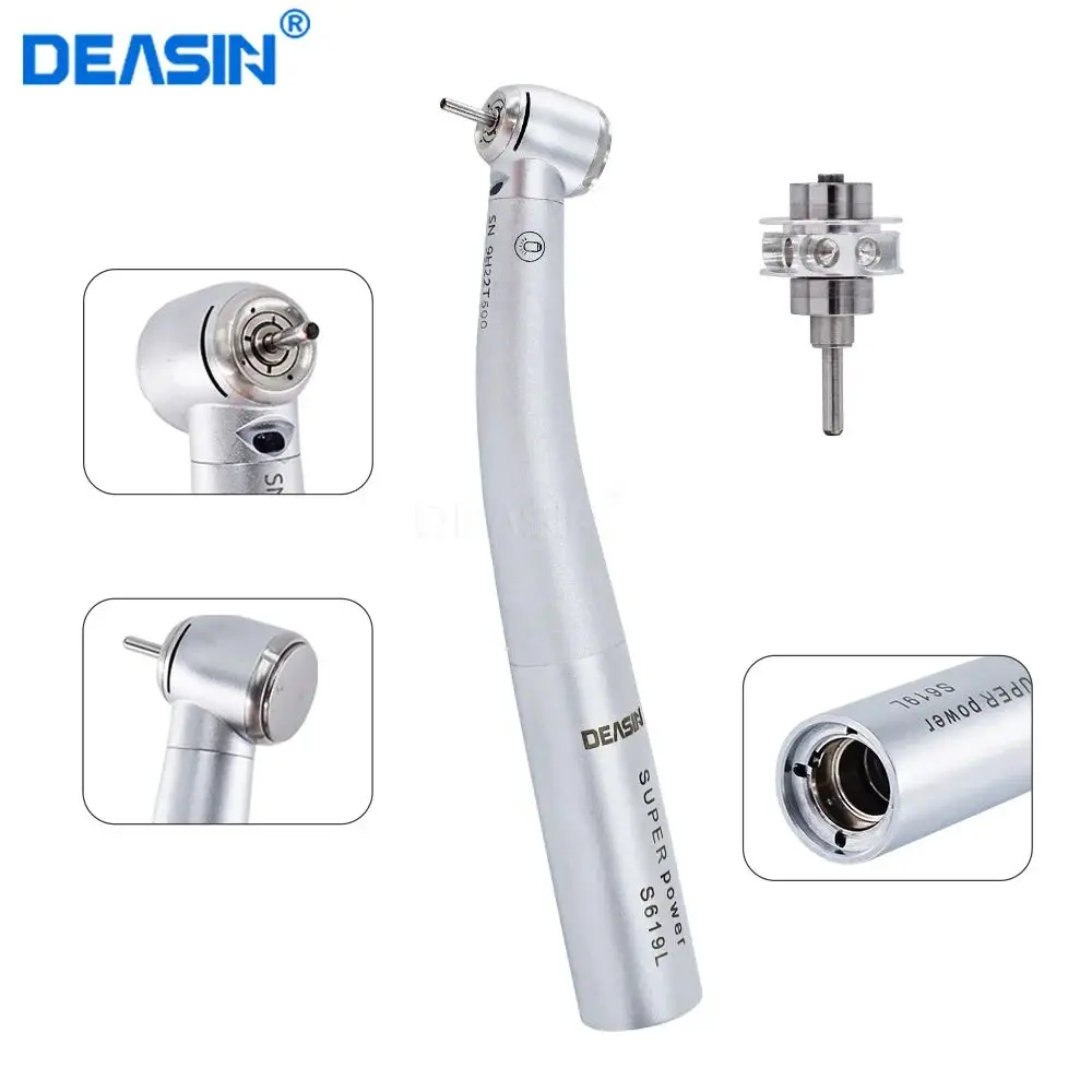 

Dental LUX S619L LED High Speed Fiber Optic Push Button Handpiece Fit KV Compatible LED Quick Coupler Dentist Tools