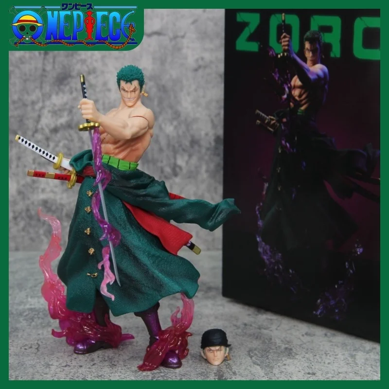 

27cm One Piece Figure Roronoa Zoro Anime Figure Gk Zoro Statue Figurine Model Pvc Two Head Dolls Collection Decoration Gift Toy