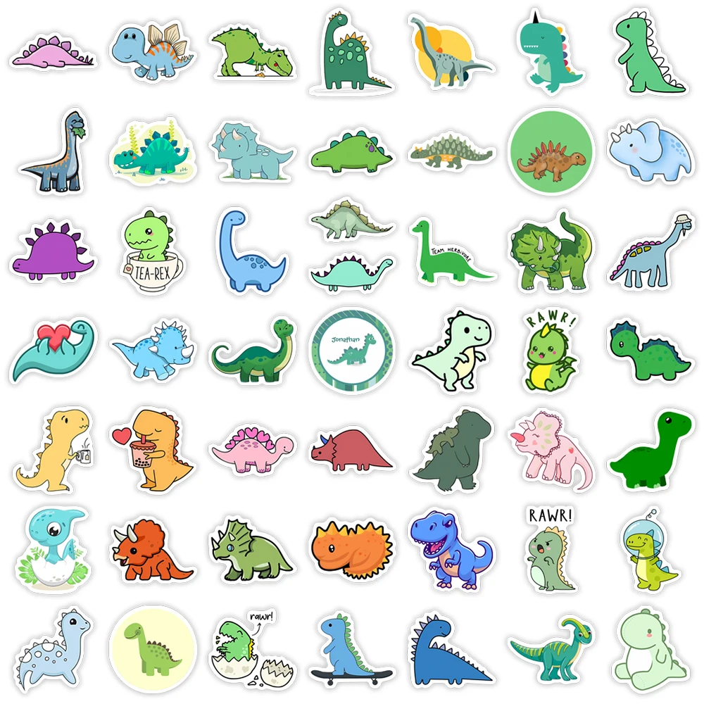 Cute Lovely dinosaur Stickers Kawaii Animal Self-Adhesive Decals for Laptop  Scrapbook Luggage Refrigerator Notebook Child Toys - AliExpress, image size:1000x1000