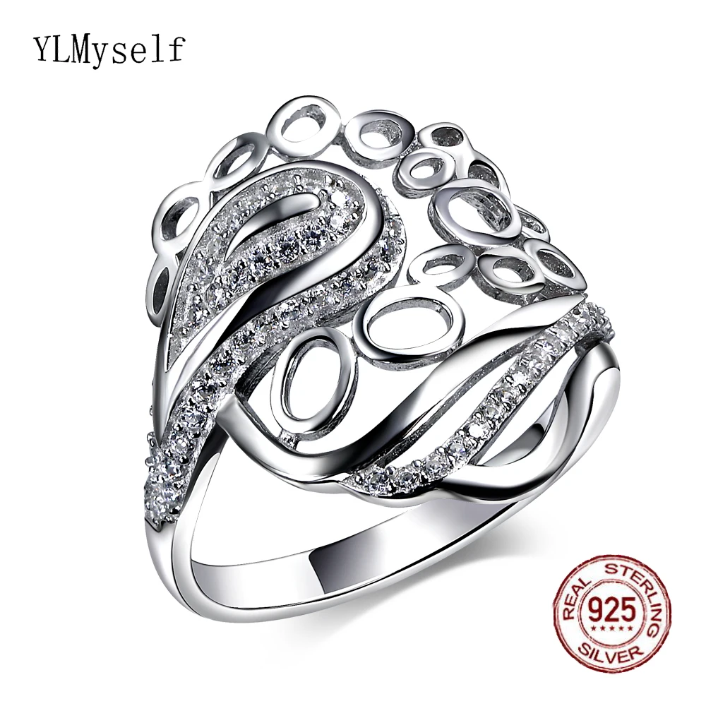 

35% OFF Clean Stock Real 925 Silver Ring Setting Sparkly Zircon Size 6 7 8 Fine Jewelry For Women