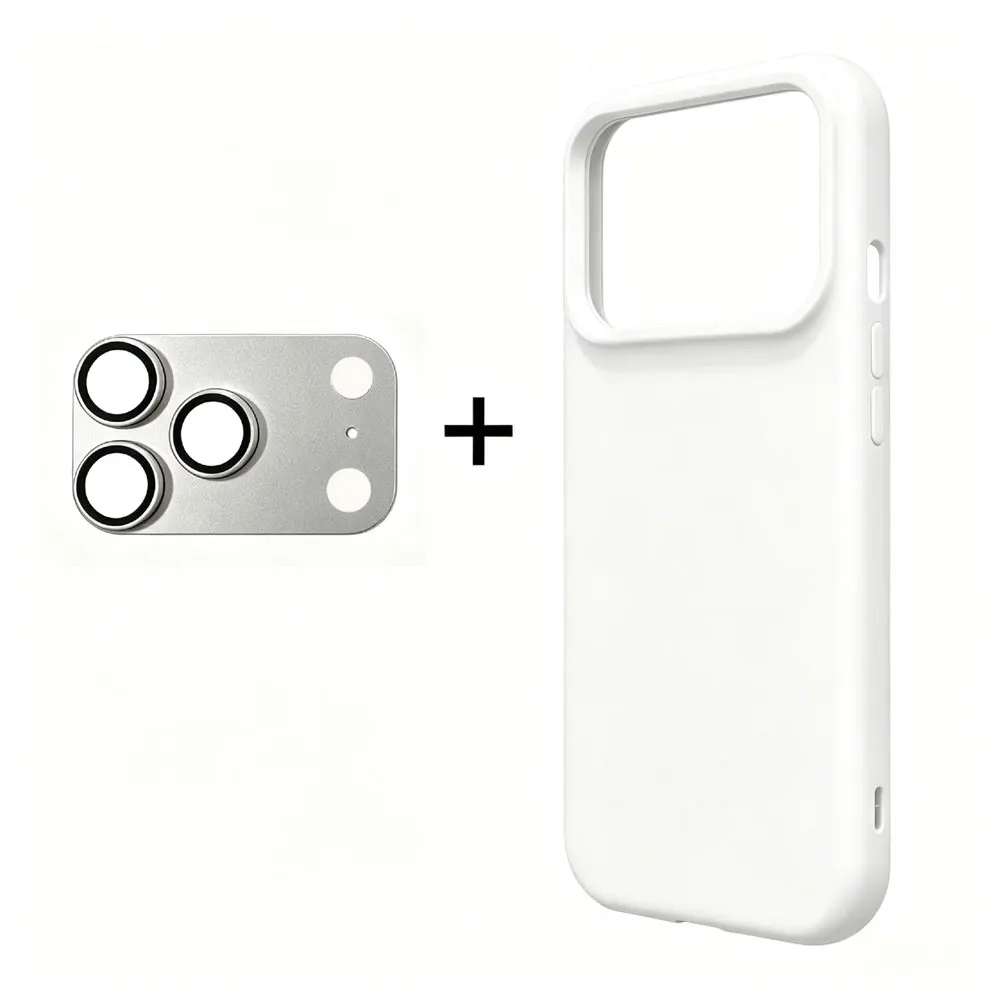 Luxury Liquid Silicone Phone Case Set with Matte Camera Lens Protector Cover