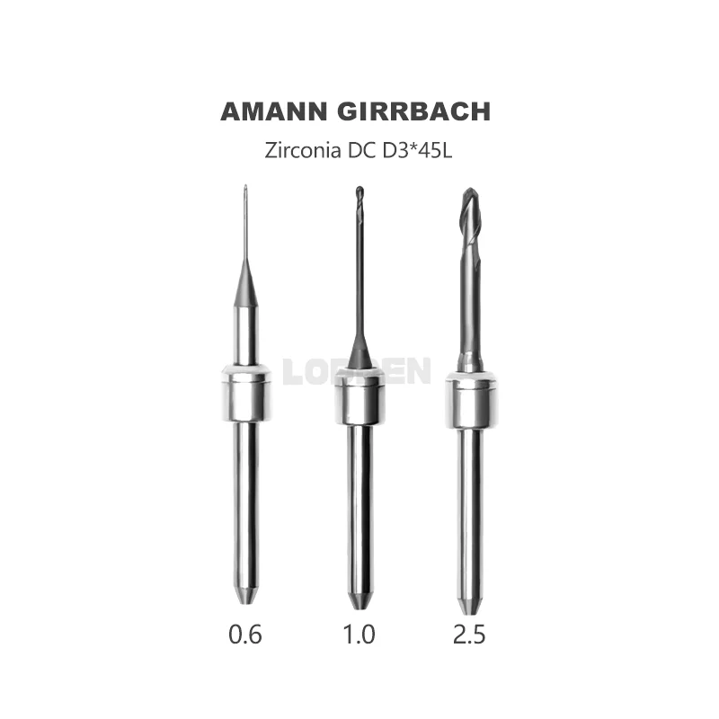 

Dental Lab Zirconia for Amann Girrbach Machines PRECISION TOOL Milling Burs-Cutting Zirconia- Overall Length 45mm D3 Materials