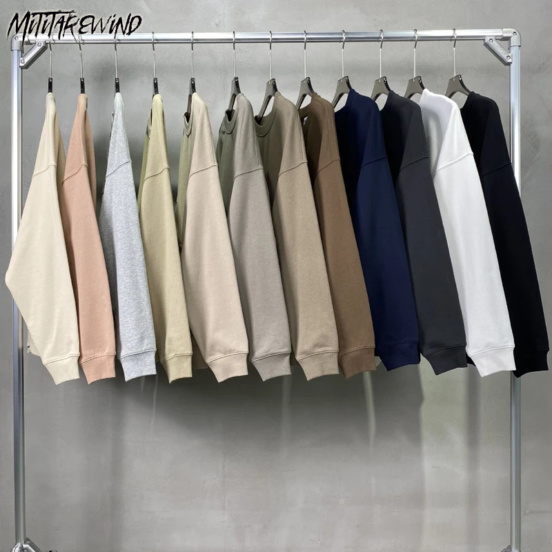 

Fashion Casual Streetwear Sweatshirts Couple Long Sleeve Pullover O Neck Solid Loose Oversized Korean Style Autumn Winter Tops