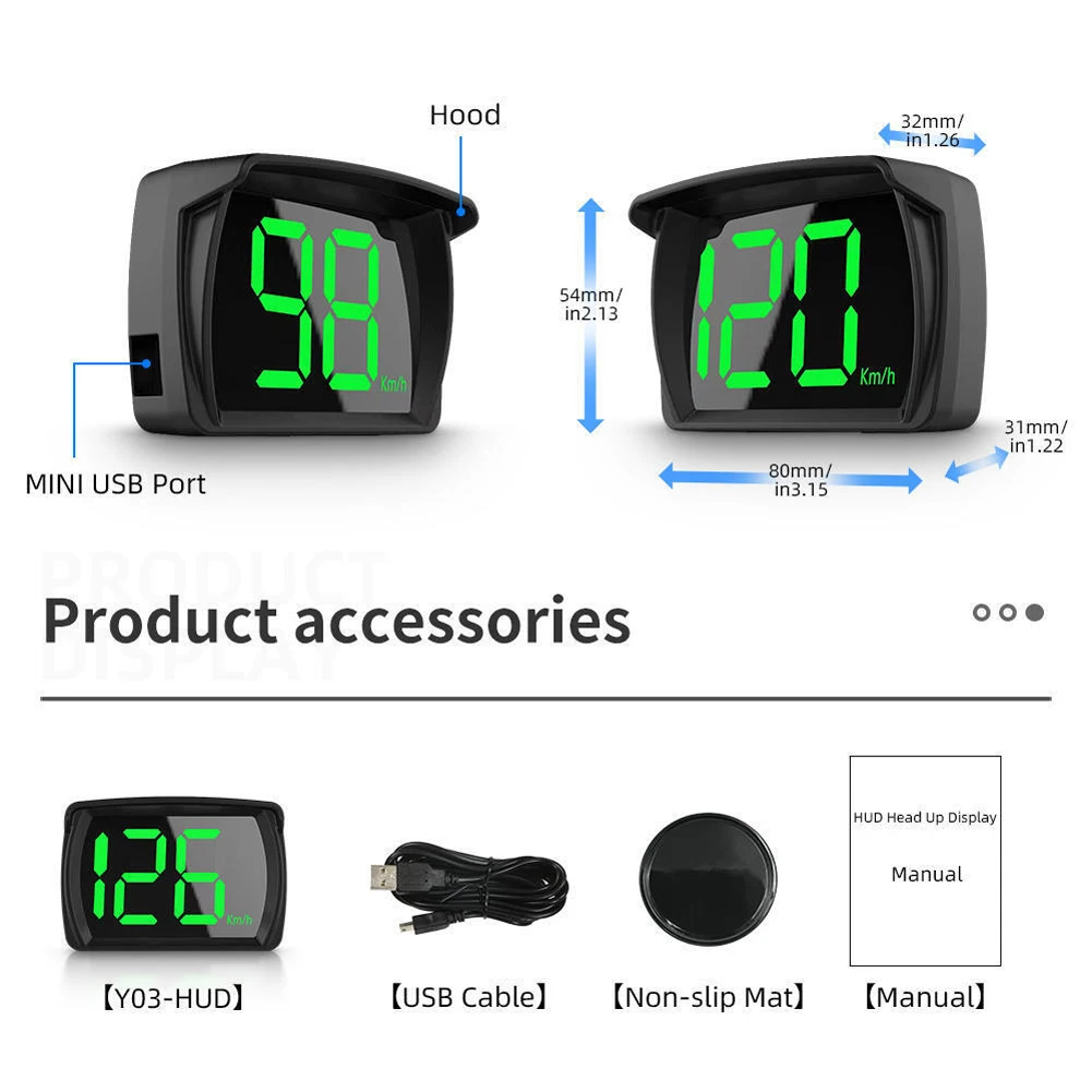 GPS KMH MPH HUD  ӵ   LCD ÷ ڵ  ׼,   ū ۲ ӵ