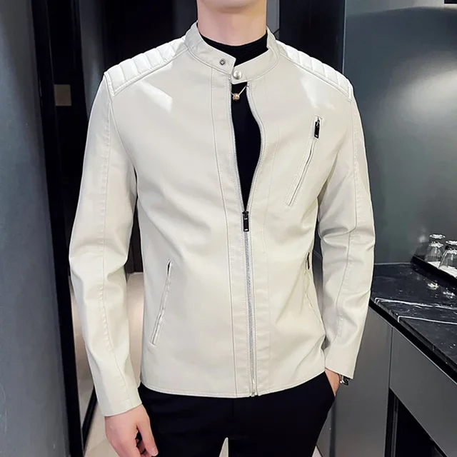 Autumn Brand New Motorcycle Jacket Men Causal Vintage Leather Jackets Coat Men Outfit Design Motor Biker PU Leather Jacket Men