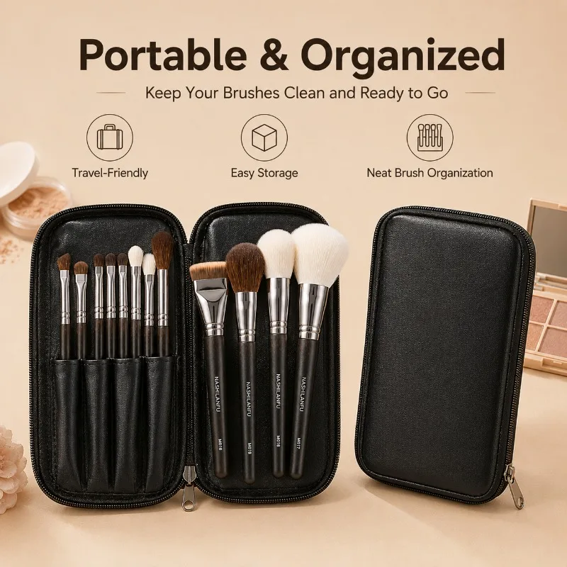 Set Completo di 14 Pennelli per il Trucco, Pennelli per Viso e Occhi con Custodia Portatile per Cipria, Blush, Contouring, Fondotinta, Ombretto, Kit Cosmetico - immagine 5