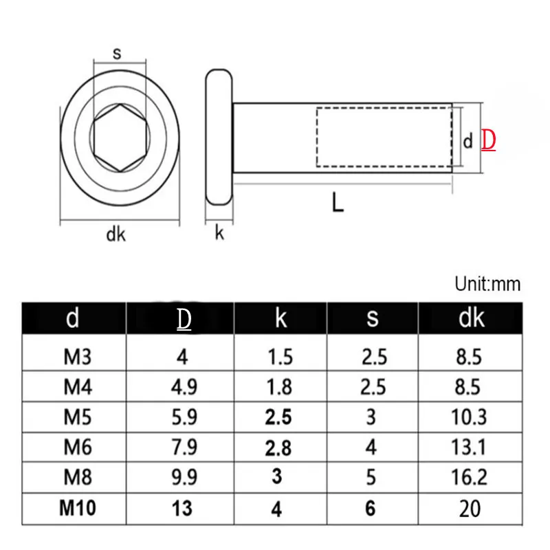 2-10pcs D4(M3) D5(m4) D6(m5) D8(m6) D10(m8) 스테인레스 스틸 대형 플랫 육각 시카고 책 나사 가구 너트 (나사 포함)