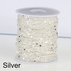 Shimmering Sequin Copper Chain for DIY Jewelry and Accessories (Silver Color)
