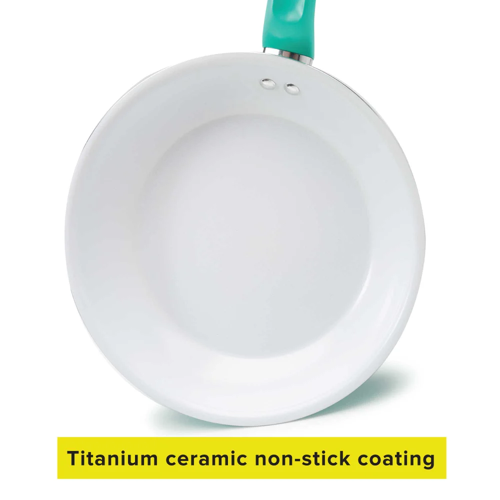 16-Piece Teal Cookware Set with Ceramic, Titanium-Reinforced, & Non-Stick