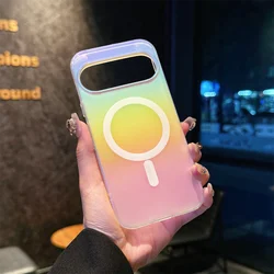 Laser Gradient Magnetic Silicon Case with Wireless Charging Compatibility - Colorful Frosted Cover for Pixel 10 (Magnetic Glitter)
