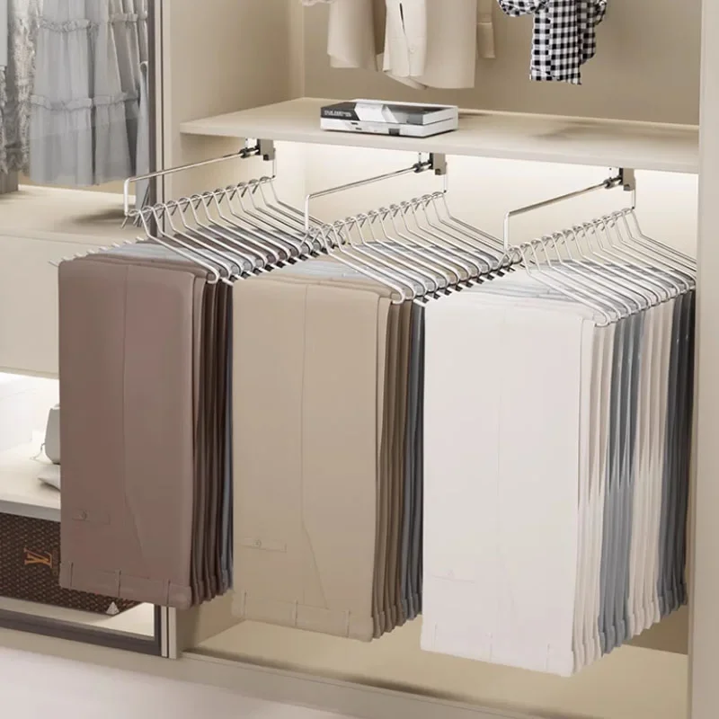 1pc Pull-Out Clothes Storage Rod Adjustable Foldable Metal Hanging Rail for Wardrobes Space-Saving Organizer Drying Racks 5