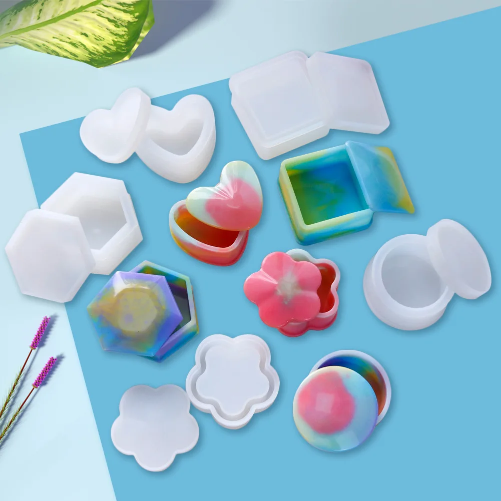 

Ashtray Jewelry Container Silicone Mold Love Heart Square Storage Box Tools Diy Epoxy Crystal Crafts Jewelry Box Kit Resin Mould