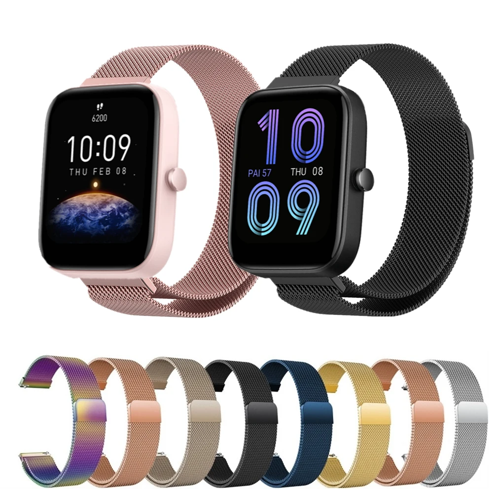 

Magnetic Loop Wrist Band For Huami Amazfit Bip 3 Pro Bip U S Metal Bracelet For Huami Amazfit GTR 4 GTS 4 mini Smart Watch Strap