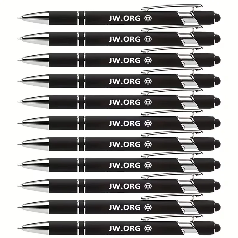 11-teiliges Metall-Kugelschreiber-Set mit Gravur von "JW.ORG" und Erdkugel-Design, perfektes Bürogeschenk. – Detail 2