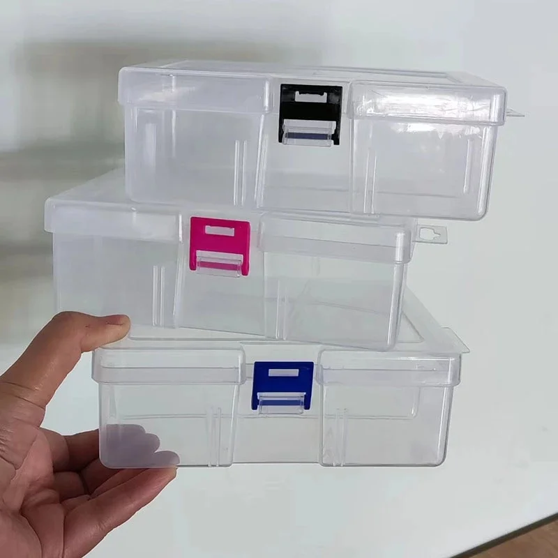 Transparent Simple Storage Box Jewelry Display Practical Toolbox Plastic Container Box Tool Case Screw Sewing Box organizers