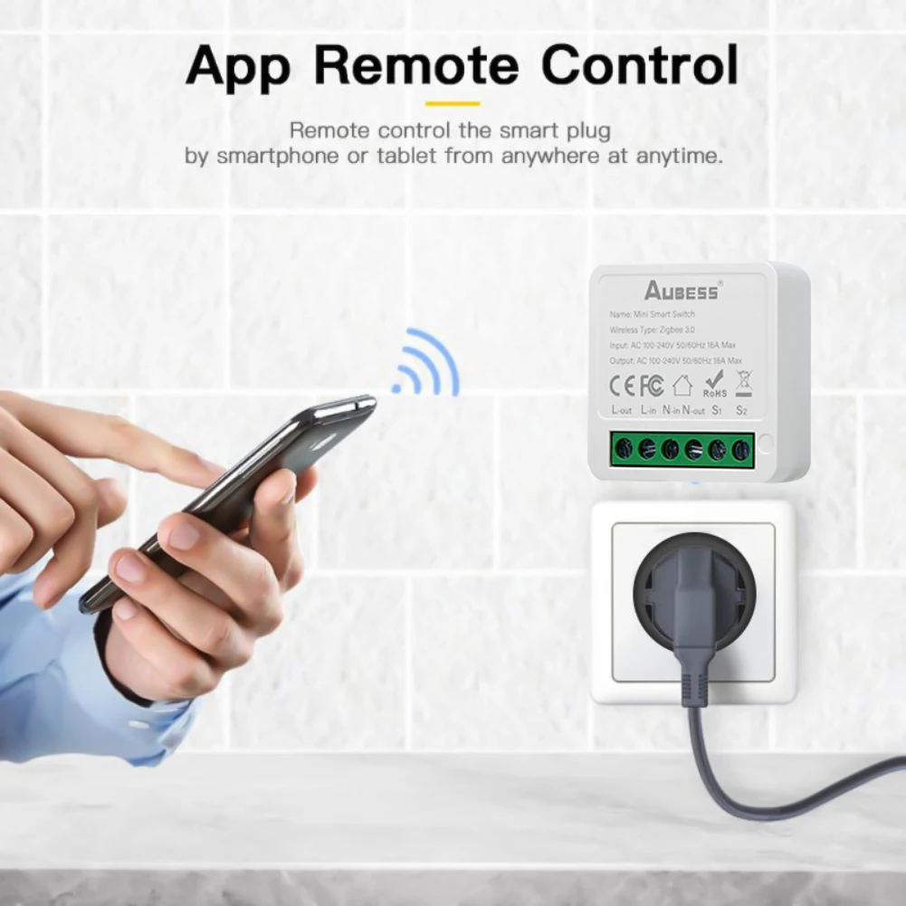 Tuya Zigbee 3.0 Mini DIY 16A Smart Switch 2 Way Smart Home Control Automation Module Via Alexa Google Home Alice Life App