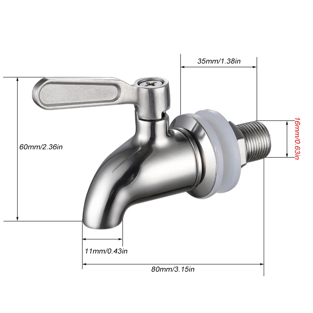 Spigot For Beverage Dispenser Polished Stainless Steel Drink Dispenser Faucet 12mm 16mm Replacement For Water Jar