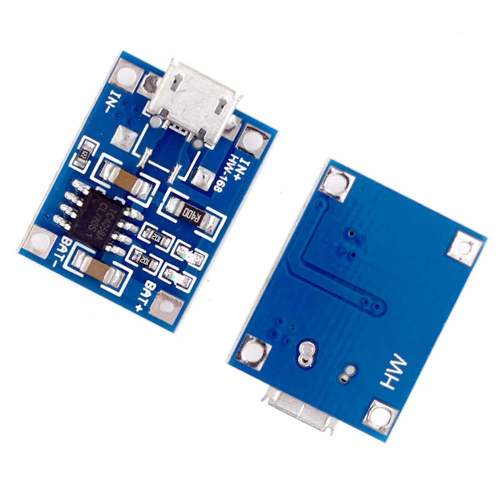 배터리 충전 보드 마이크로 USB 휴대용 배터리 충전기 패널 1A DC4.5-5.5V, 리튬 배터리용 표시등 포함