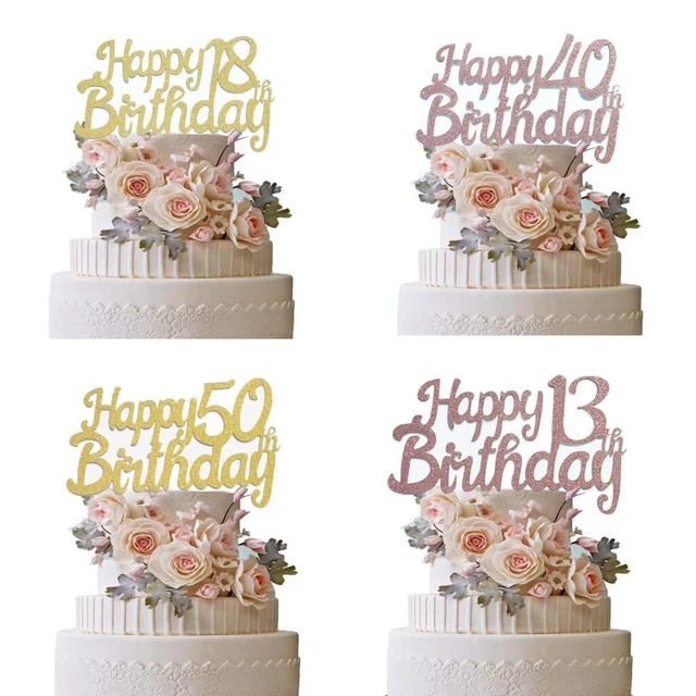 Rose Gold Glitter 30th Birthday Cake Topper, Rose Gold Birthday Cake  Topper, Rose Gold Cake Decorations, Rose Gold Glitter Party Cake Topper 