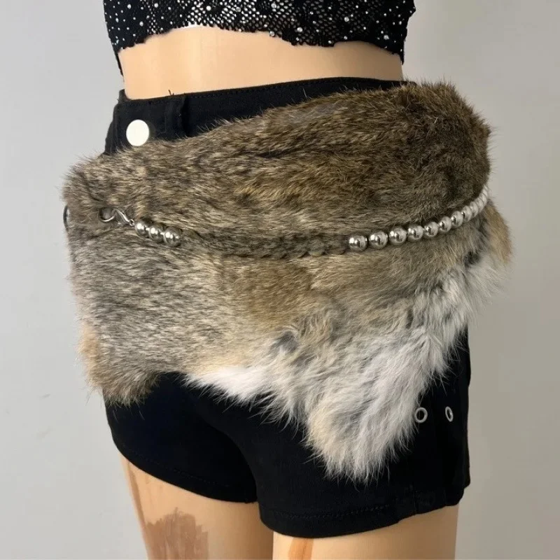 Brown fur belt