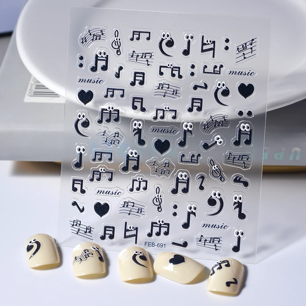 Music Eyes Unique 5D Nail Charm Nail Decoration Stickers 3