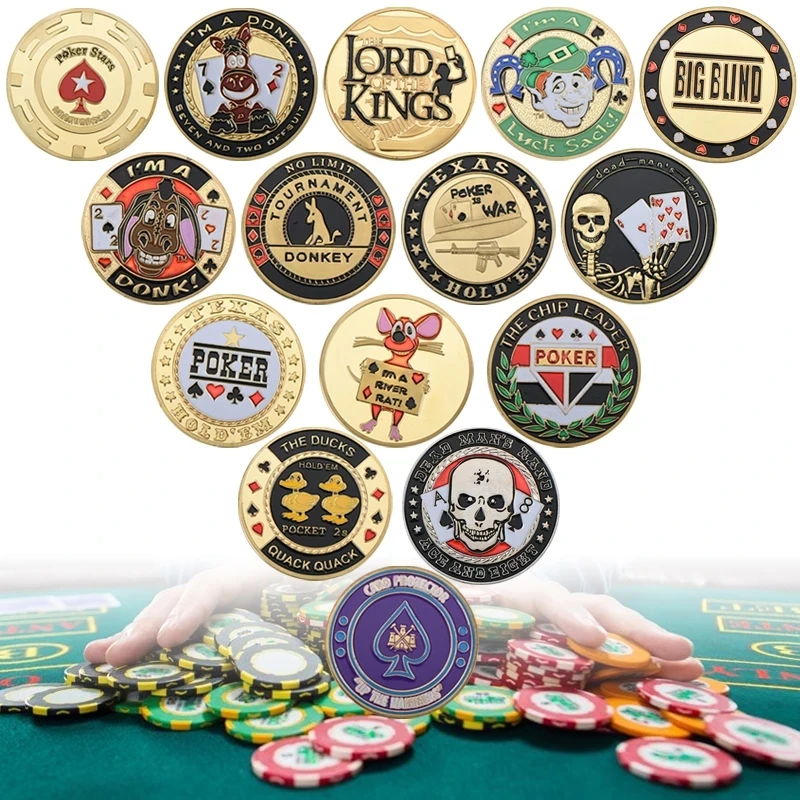  Poker Card Guard Coin Collectibles Table Games Poker Good Luck  Las Vegas Metal Souvenir Coin Guard Protector Golden Coin Chip Poker Card  Collectible Medal Commemorative Coins : Toys & Games